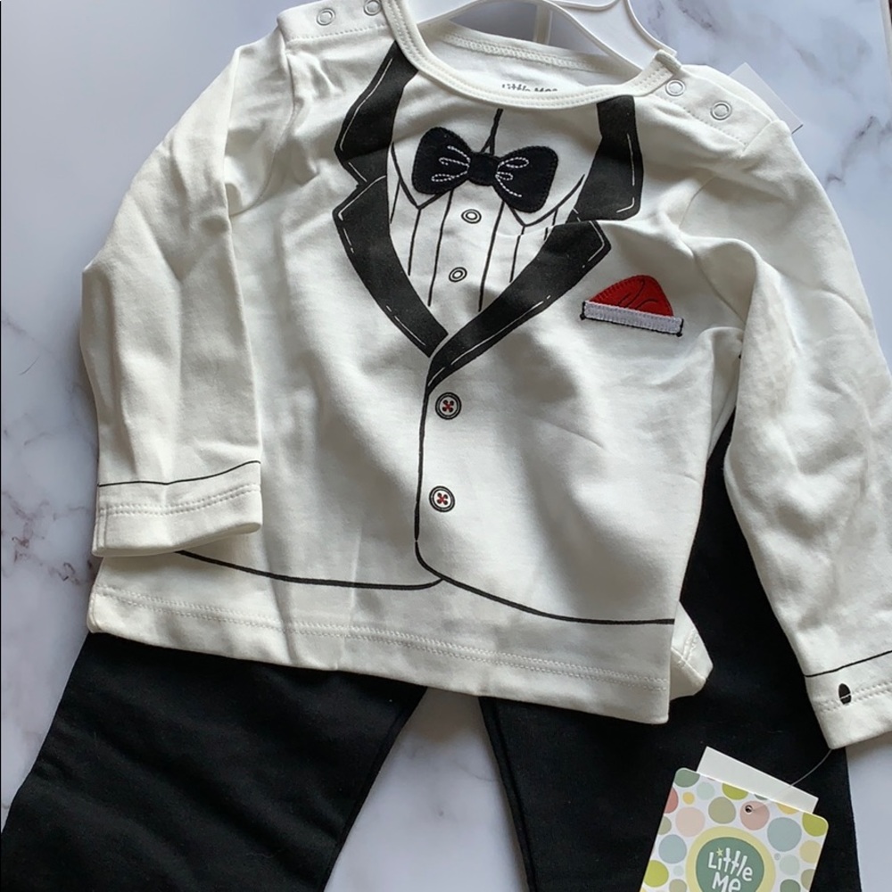 Little Ne 2 Piece Tuxedo Shirt and Pant Set - 12M